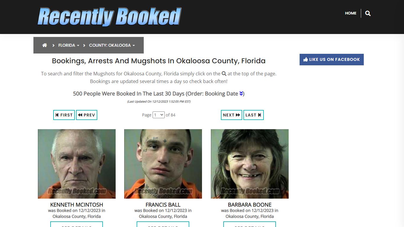 Bookings, Arrests and Mugshots in Okaloosa County, Florida